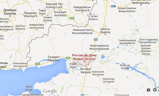 „Google maps“ nuotr./Rusijos Rostovo sritis yra šalia Rytų Ukrainos