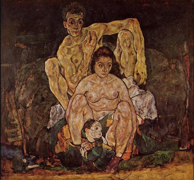 wikiart.org nuotr./Egono Schiele paveikslas „Šeima“, 1918 m.