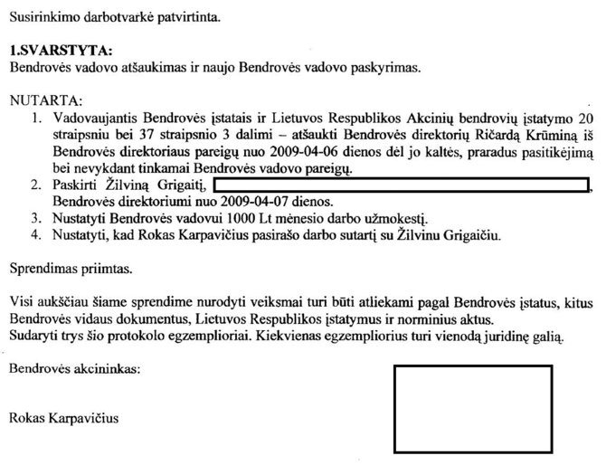 2009 m. Žilvinas Grigaitis pasirašė darbo sutartį su R.Karpavičiumi