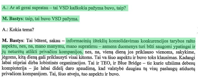 Mindaugo Bačio atsakymas VSD pareigūnams