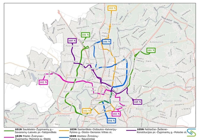 Organizatorių nuotr./Naktinių autobusų planas per „Kultūros naktį“