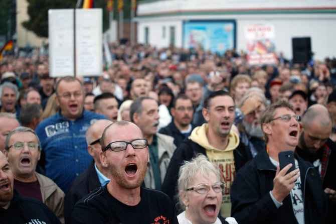 AFP/„Scanpix“ nuotr./Protestai Chemnice