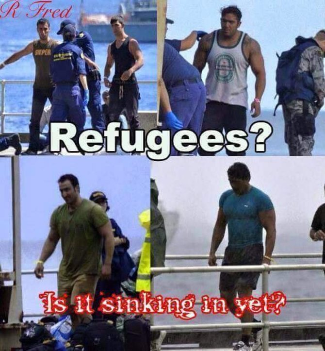 Pabėgėlius juodinantis memas