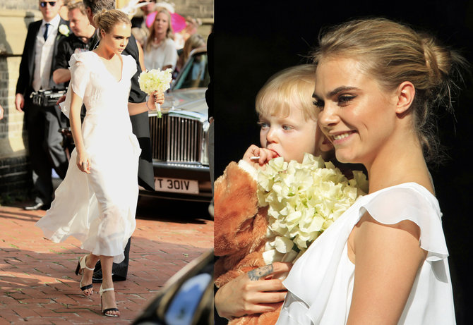 Vida Press nuotr./Cara Delevingne sesers Poppy Delevingne vestuvėse