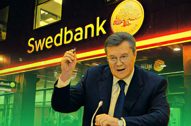 Ronaldo Gutmano / 15min iliustracija/Ukrainos teisėsauga įtaria, kad galimas kyšis Viktorui Janukovyčiui mokėtas per sąskaitą „Swedbank“ Lietuvos padalinyje