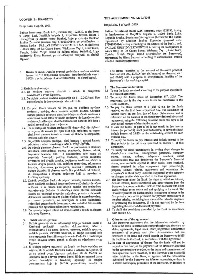 15min nuotr./2003 m. balandžio 8 d. paskolos sutartis, 1 lapas