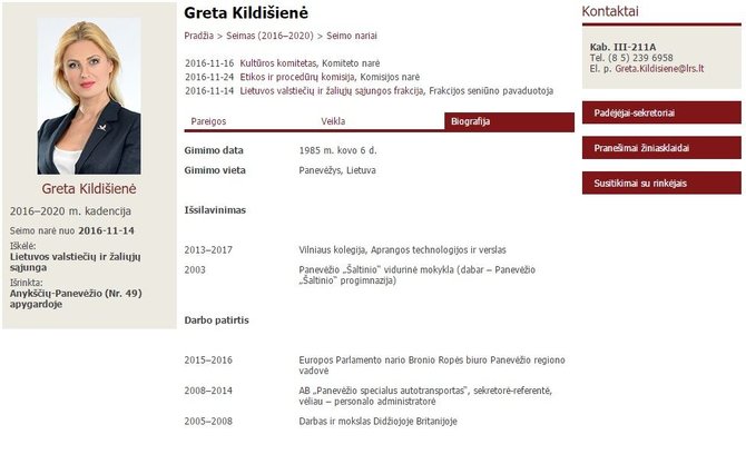 Lrs.lt nuotr./Gretos Kildišienės biografija