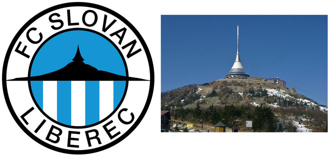 „Slovan“ logotipas ir Ještedo kalnas