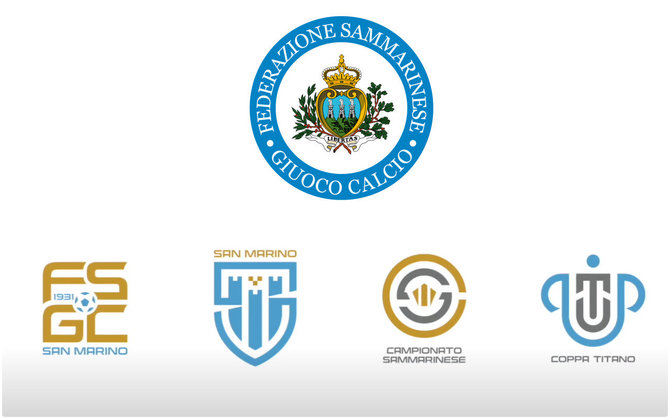 Senasis San Marino futbolo federacijos logotipas ir naujasis identitetas