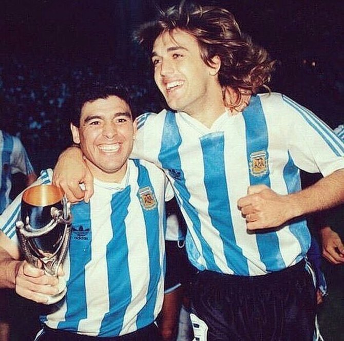 „Scanpix“ nuotr./Diego Maradona ir Gabrielis Batistuta