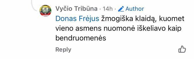 „Vyčio tribūnos“ žinutė