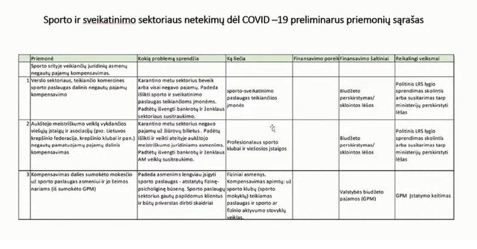 nuotr. stopkadras /ŠMSM viceministro pateiktas preliminarus pagalbos priemonių sąrašas