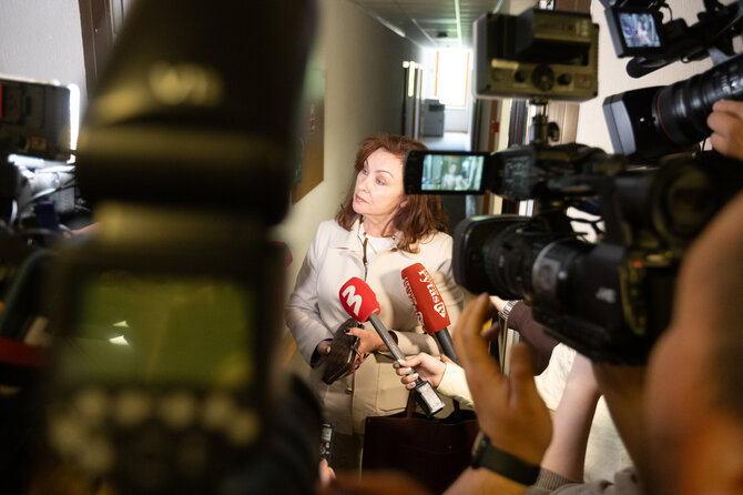 Vidmanto Balkūno / 15min nuotr./Seimo narė Daiva Petkevičienė komentuoja pas ją atliktas kratas