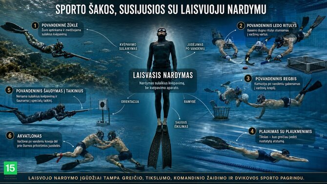 V.Balkūno su dirbtiniu intelektu sukurta vizualizacija/Laisvasis nardymas. Sporto šakos. 