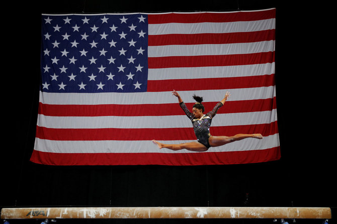 „Reuters“/„Scanpix“ nuotr./Simone Biles JAV gimnastikos čempionate