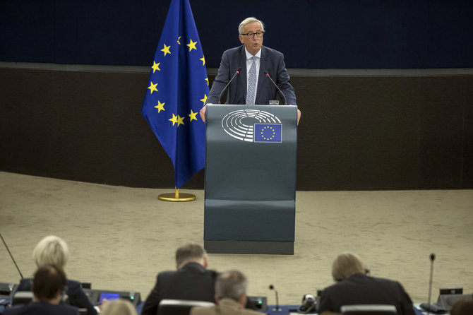 „Scanpix“/AP nuotr./Europos Komisijos vadovo Jeano-Claude'o Junckerio metinis kreipimąsis į Europos Parlamentą 
