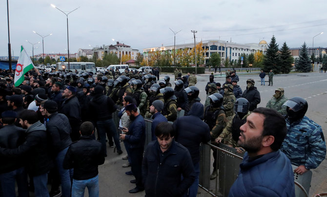 „Reuters“/„Scanpix“ nuotr./Protestas Ingušijoje