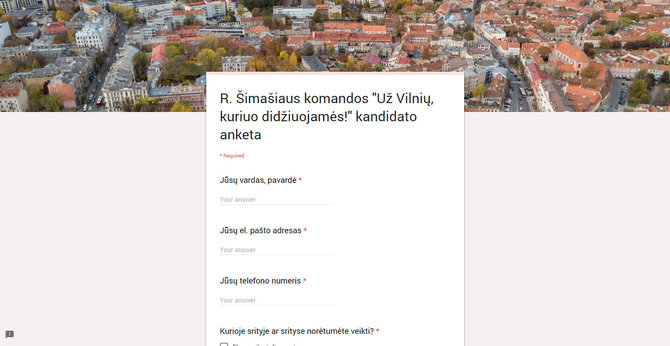 R. Šimašiaus komandos kandidato anketa