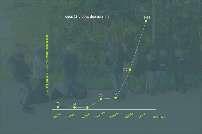 15min nuotr./2021 m. Lietuvoje sulaikomų migrantų skaičius