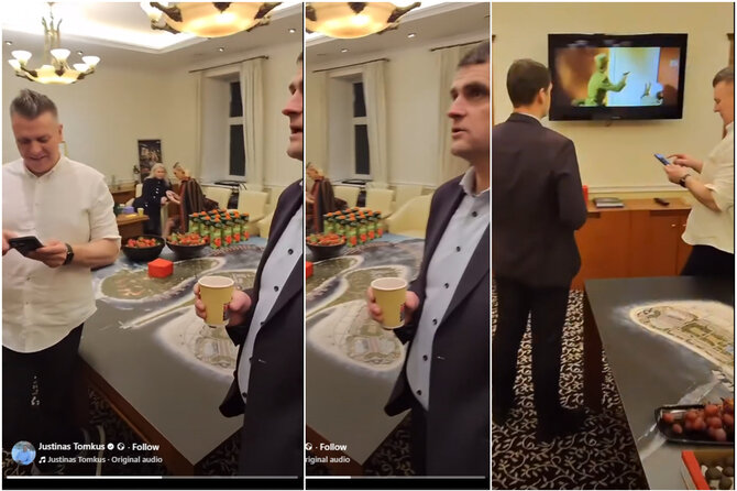 Videokadras/Aleksandras Brokas ir Remigijus Žemaitaitis renginyje 