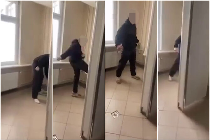 Videokadras/Smurtas Skuodo mokyklos berniukų tualete