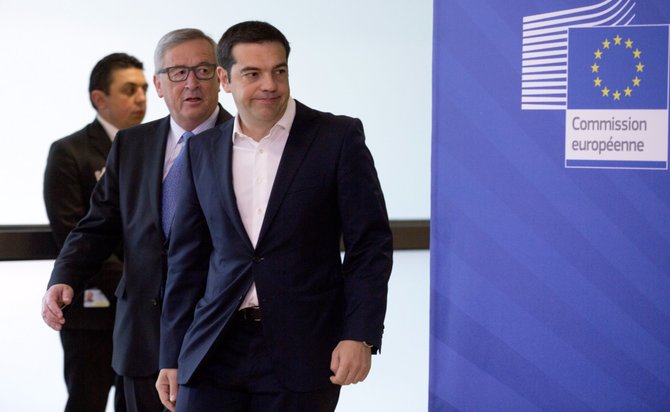 „Scanpix“/AP nuotr./Aleksis Cipras ir Jeanas-Claude'as Junckeris