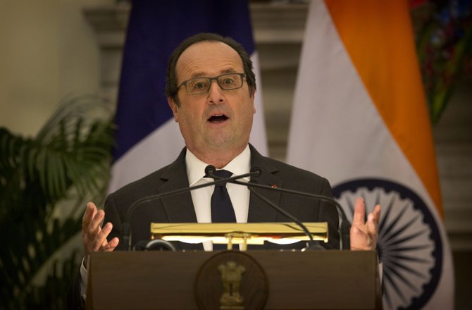 „Scanpix“/AP nuotr./Prancūzijos prezidento vizitas Indijoje