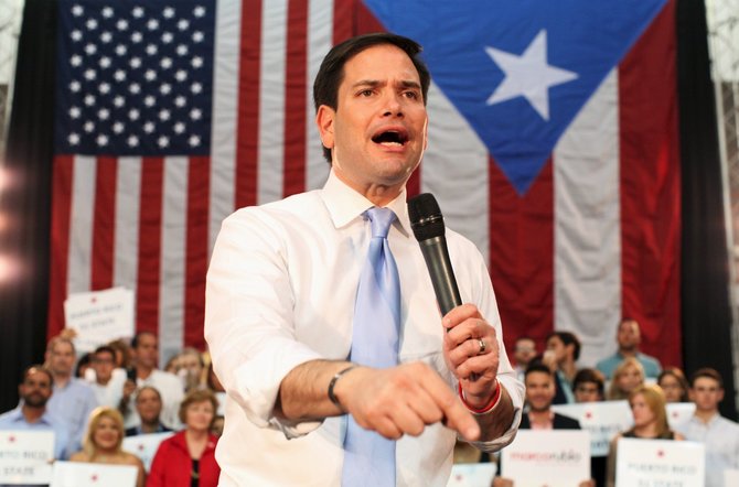 „Reuters“/„Scanpix“ nuotr./JAV prezidentinės kampanijos pirminius rinkimus Puerto Rike laimėjo Marco Rubio