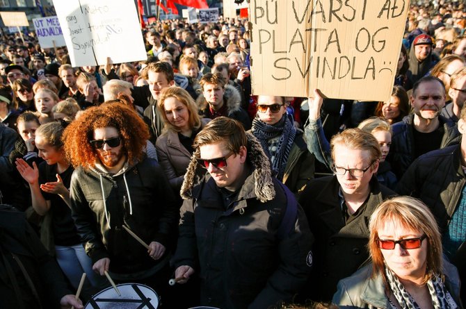 „Scanpix“/AP nuotr./Protestas Islandijoje
