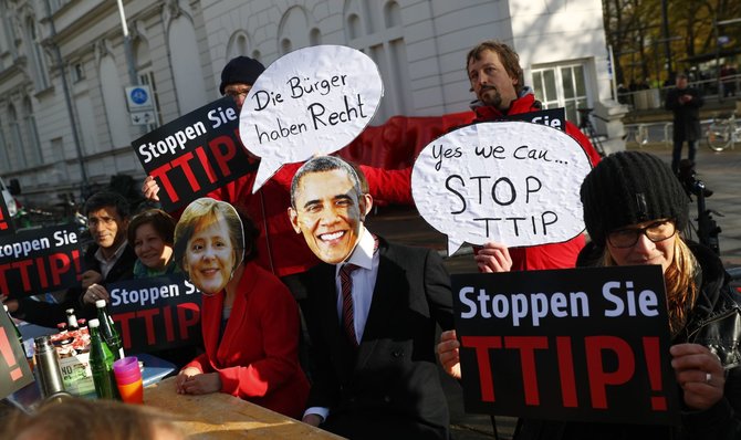 „Reuters“/„Scanpix“ nuotr./Protestas Hanoveryje