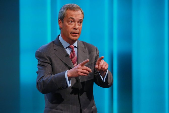 AFP/„Scanpix“ nuotr./„Brexit“ debatuose pasisakęs Nigelas Farage'as