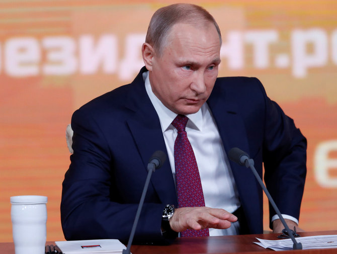 „Reuters“/„Scanpix“ nuotr./Kasmetinė V.Putino spaudos konferencija