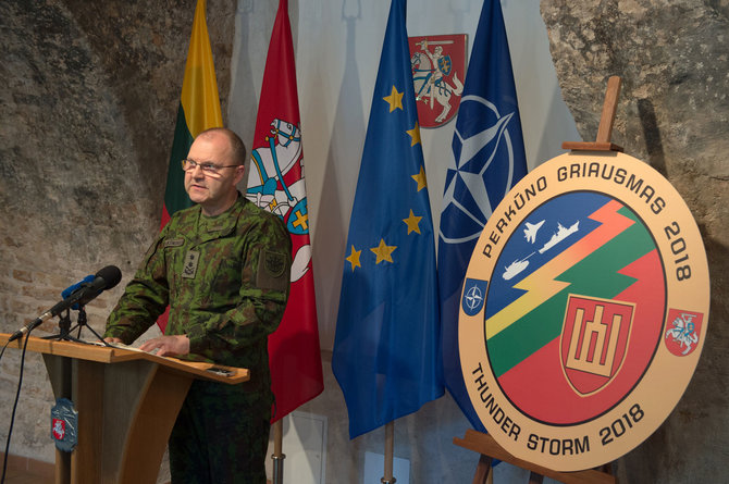 Alfredo Pliadžio nuotr./Spaudos konferencija apie busimas karines pratybas Lietuvoje