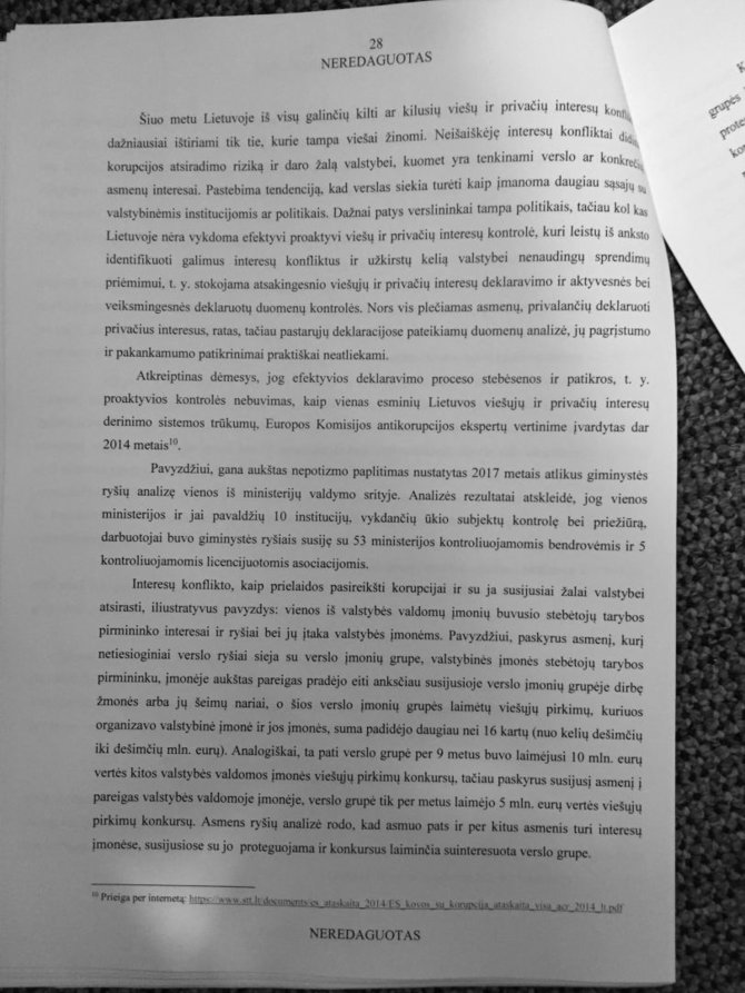 15min nuotr./NSGK tyrimo neredaguotų išvadų 28 puslapis