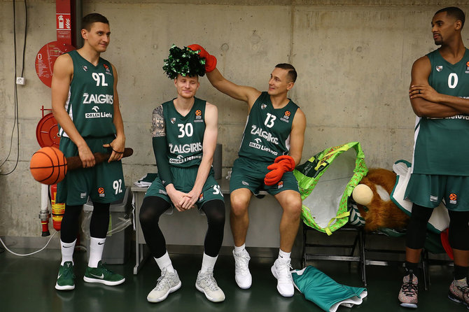 Getty Images/Euroleague.net nuotr./Edgaras Ulanovas, Aaronas White'as, Paulius Jankūnas ir Brandonas Daviesas