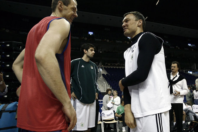 Getty Images/Euroleague.net nuotr./Šarūnas Jasikevičius ir Ramūnas Šiškauskas 2009 m.