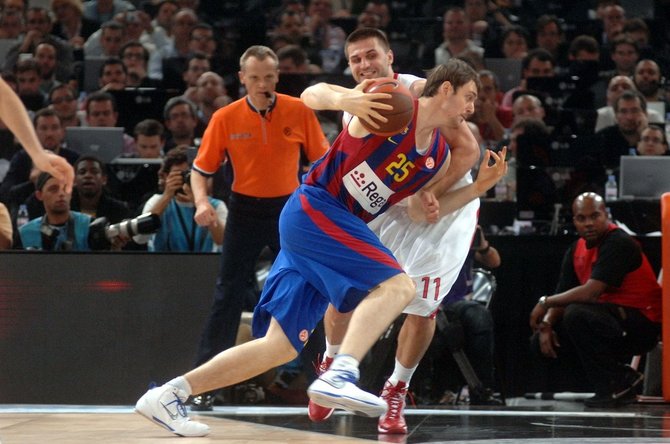 Getty Images/Euroleague.net nuotr./Romualdas Brazauskas ir Linas Kleiza 2009 m.