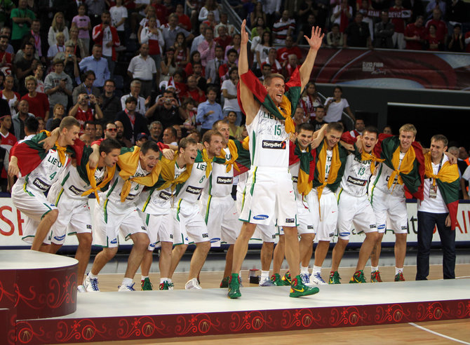 AFP/„Scanpix“ nuotr./Lietuvos rinktinė pasaulio čempionate 2010 m.