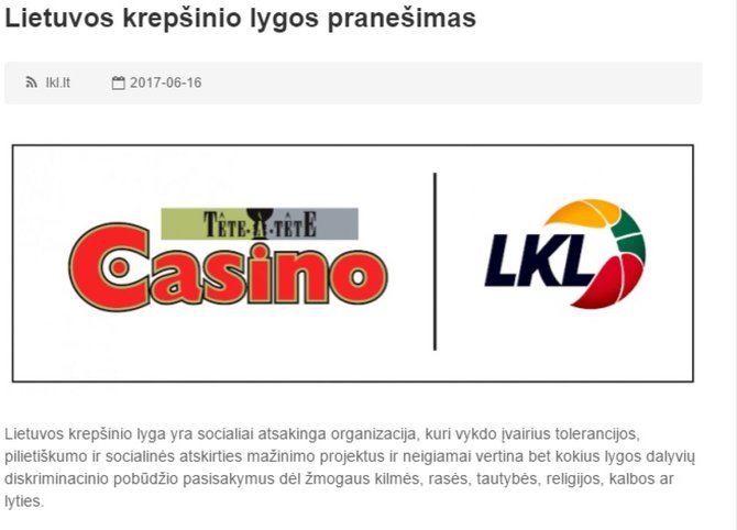 LKL.lt nuotr./LKL pozicija po G.Vainausko skandalo