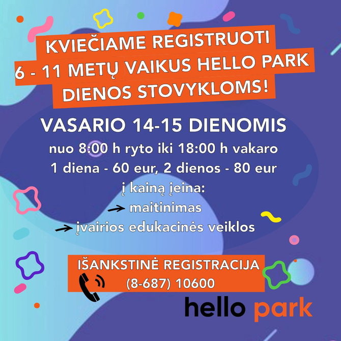 Užsakovo nuotr./Interaktyvių atrakcijų parkas šeimai „Hello Park“ kviečia į dienos stovyklą