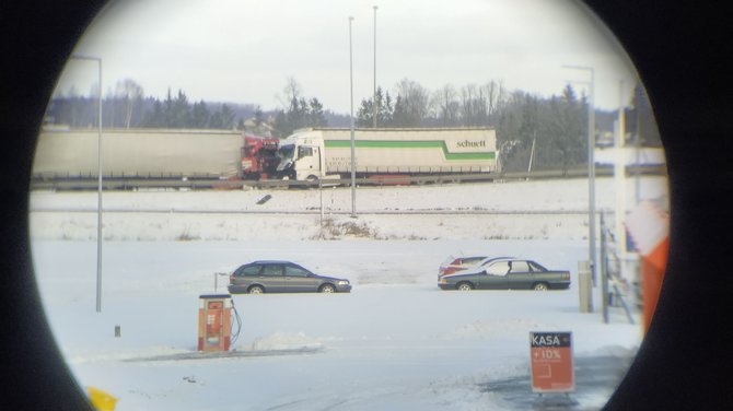 Skaitytojo nuotr./Vilkikų avarija „Via Baltica“ kelyje ties Marijampole