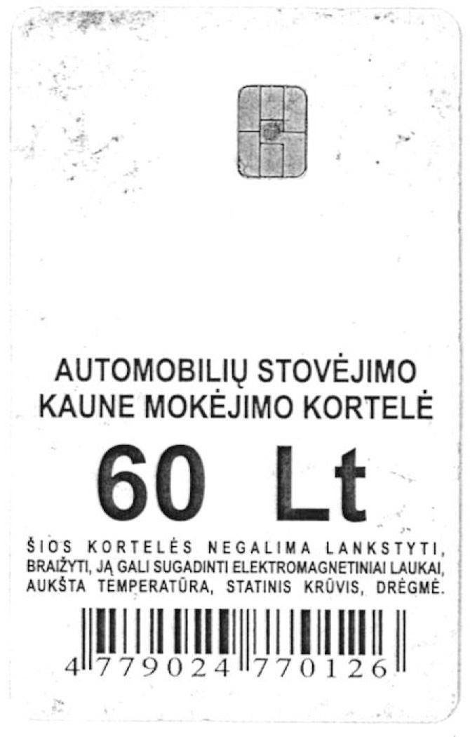 Skaitytojo Tomo nuotr./Automobilių stovėjimo Kaune mokėjimo kortelė