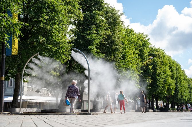 Kauno miesto savivaldybės nuotr./Laisvės alėjoje Kaune įrengta dulksnos stotelė