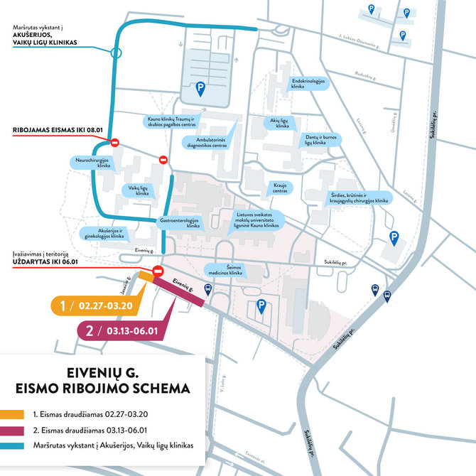 Kauno miesto savivaldybės nuotr./Pradėtos tvarkyti Eivenių gatvės eismo ribojimo schema