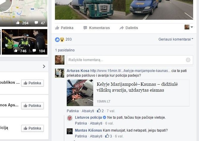 15min nuotr./Komentarai po pranešimo Lietuvos policijos „Facebook“ paskyroje