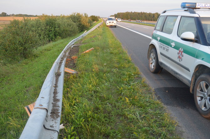 Šiaulių apskrities VPK nuotr./„VW Passat“ vairuotojas rėžėsi į atitvarus