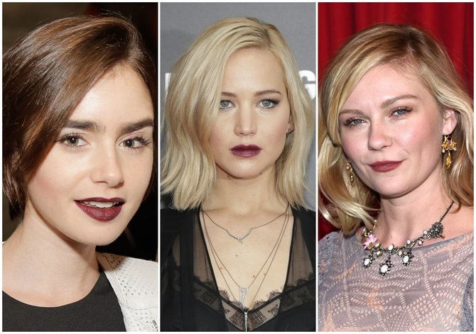 Vida Press nuotr./Lily Collins, Jennifer Lawrence, Kirsten Dunst