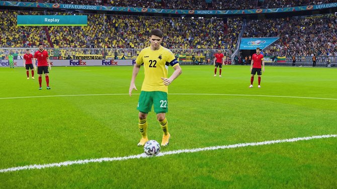 LFF nuotr./Lietuvos rinktinė PES 2021 žaidime