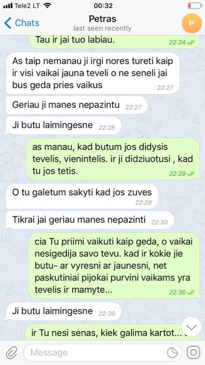 Asmeninio albumo nuotr./Petro Gražulio žinutės Birutei Navickaitei