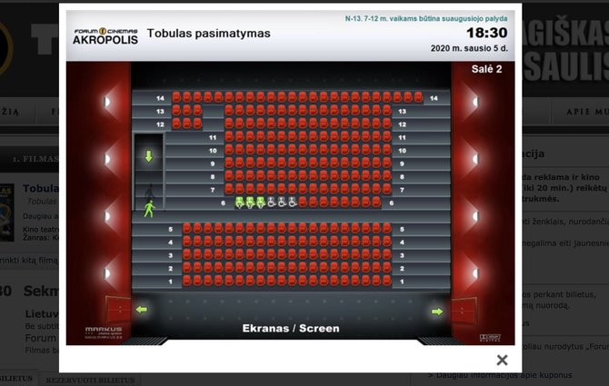 Ekrano kadras/Filmo „Tobulas pasimatymas“ užimtumas kino teatre „Forum Cinemas“